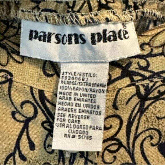 Parsons Place | Tan & Black Floral Print Button Down Maxi Skirt Size XL - Picture 10 of 10